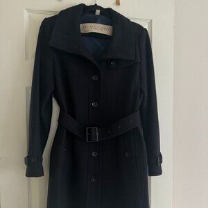 Burberry Brit Black Wool Trench Coat - Size 8